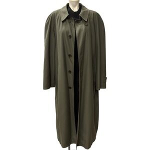 Newport Harbor Mens Olive Green Long Trench Coat Overcoat Made in USA